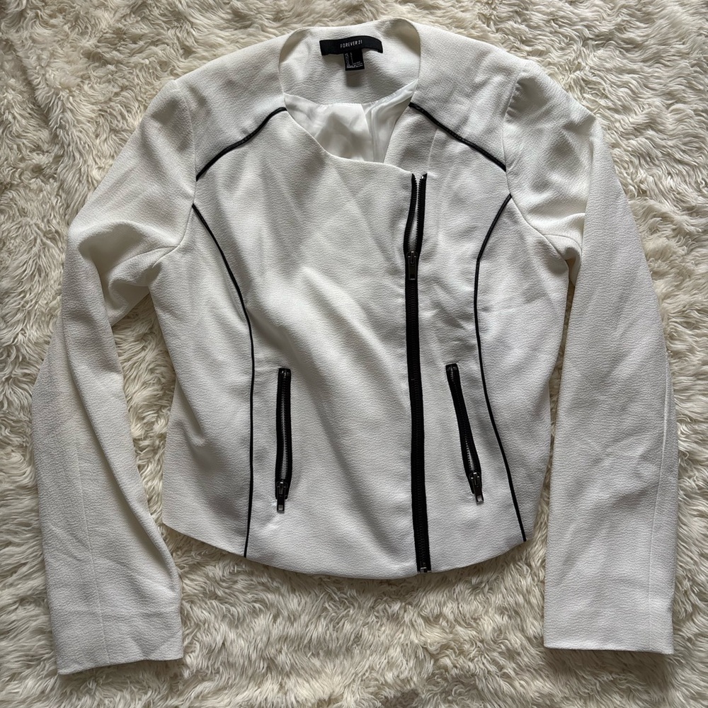 Forever 21 White Jacket with Black Details